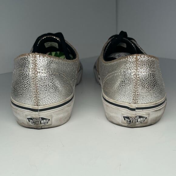 VANS Metallic Silver Leather Lace Up Skateboard Shoes Men's 7.5 Women's 9 - Picture 5 of 9